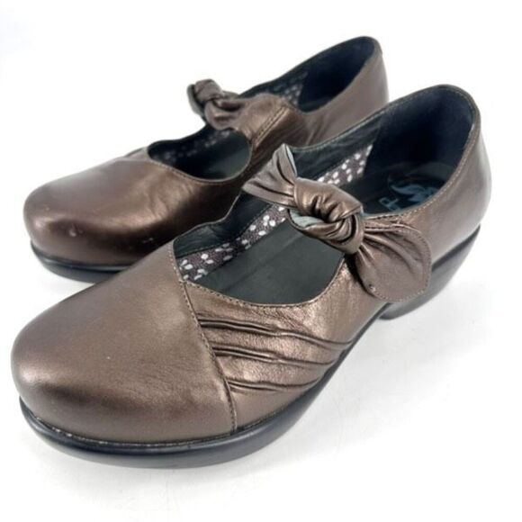 Dansko Ainsley Bronze Metallic Leather Mary Jane Mules Comfort Clogs Size 39 - Picture 1 of 9